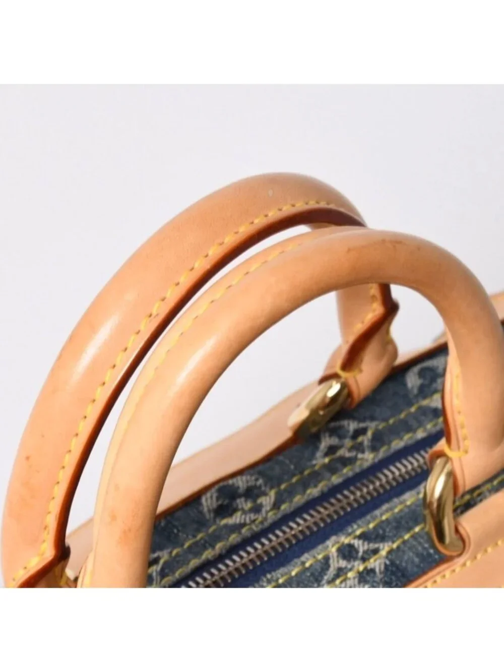 Louis Vuitton Neo Speedy Handbag Monogram Denim Indigo Blue Gold